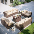 Aoxun Patio Furniture Set with Fire Pit Table, 12 Piece Outdoor Sectional Sofas by Aoxun