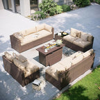 Aoxun Patio Furniture Set with Fire Pit Table, 12 Piece Outdoor Sectional Sofas by Aoxun