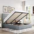 Allewie Full Size Lift Up Storage Bed, Modern Wingback Headboard, Hydraulic by Allewie