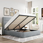 Allewie Queen Size Lift Up Storage Bed, Modern Wingback Headboard, Hydraulic by Allewie