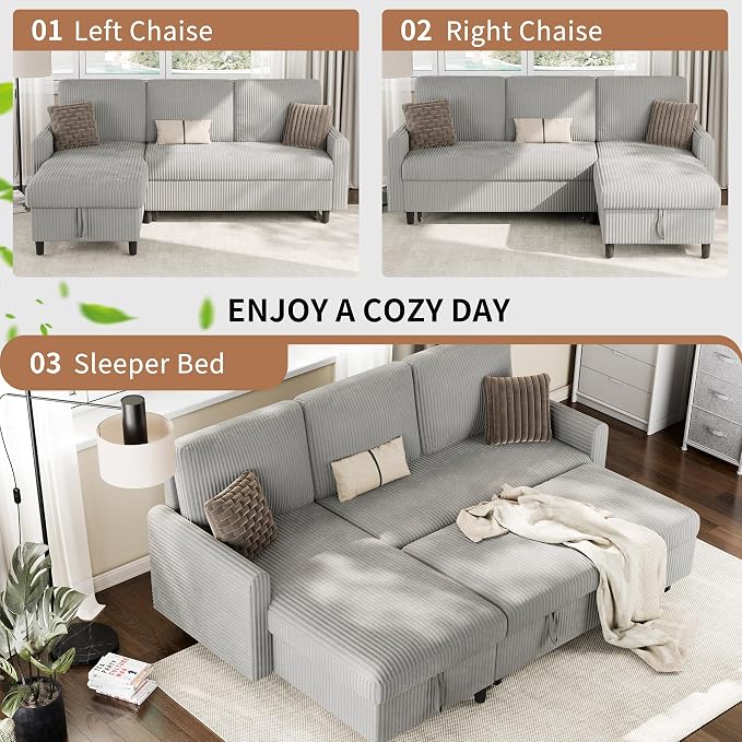 Walsunny 77" Sectional Sleeper Sofa - Image 5