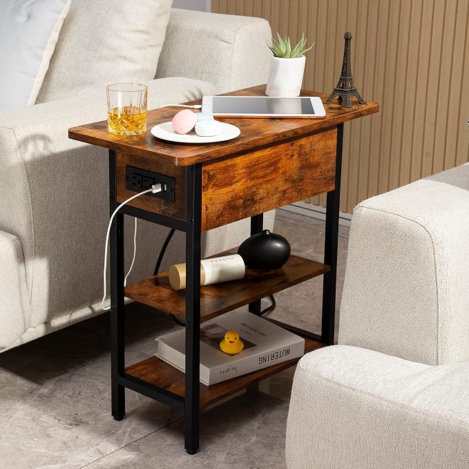 Yoobure End Table with Charging Station, Flip Top Side Table with USB Ports and - Image 2