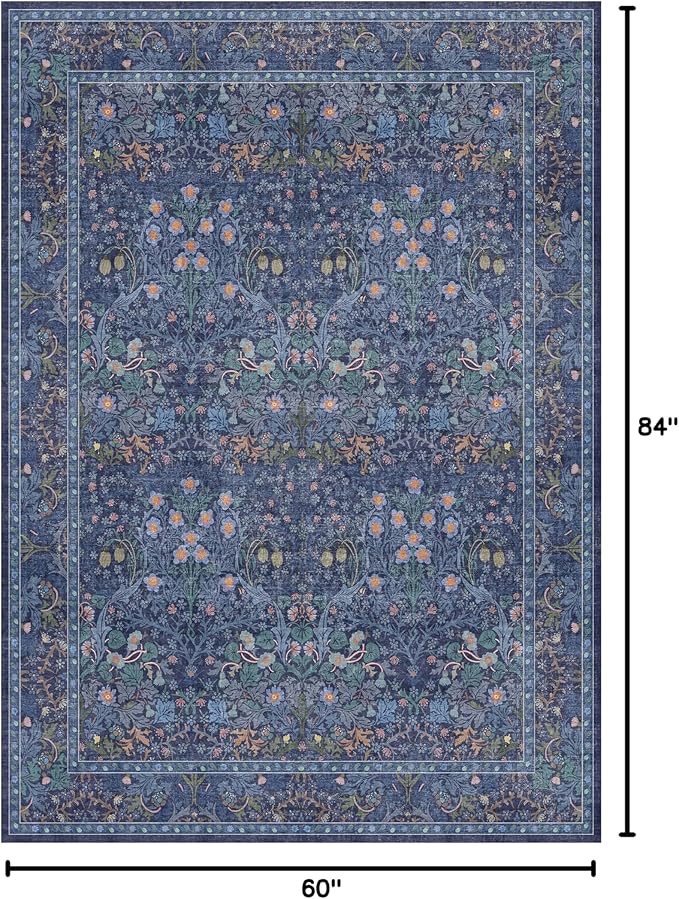 Dark Navy Blue Living Room Rug 5x7 Area Rug - Image 2