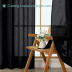 Chyhomenyc Black Semi Sheer Curtains 72 Inch Length 2 Panels Set, Light - Image 7
