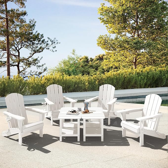 SERWALL Double Adirondack Side Table End Table- White - Image 9