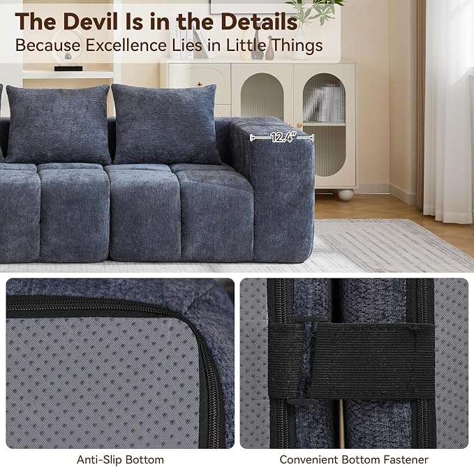 119" Boneless Couch, Oversized Cloud L Shaped Couch, Modular Sectional 4 Seater - Image 3