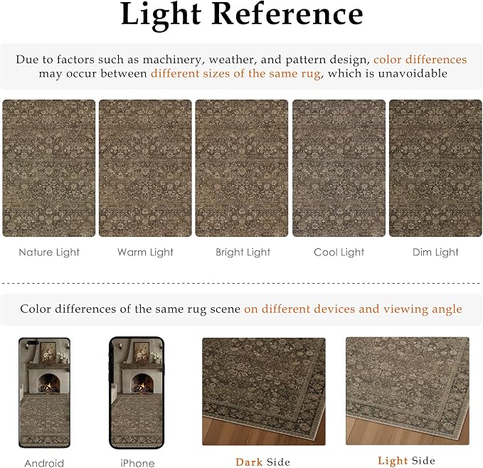 2x3 Brown Linen Look Washable Area Rug - Image 9