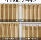 Gold Yellow Linen Curtains for Living Room 63 Inches Long 2 Panel Set Light - Image 2
