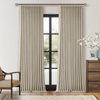 Oatmeal Linen Pinch Pleated Blackout Curtains 96 Inches Long 2 Panels Set | by Twodrapes