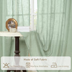 95 Inches Long Fresh Green Linen Curtains - Image 8