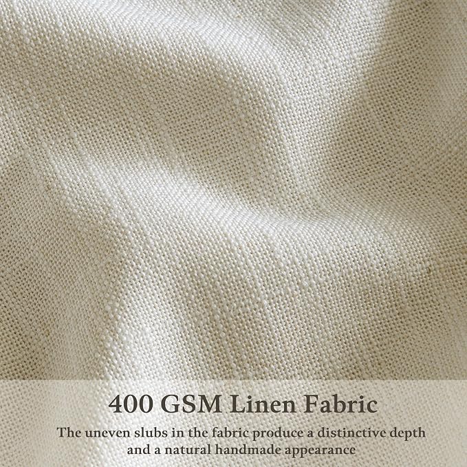 126 Inch Semi Sheer Linen Pinch Pleated Extra Long Curtains Beige Light Tan | - Image 2