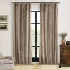 Light Filtering Flax Linen Pleat Living Room Curtains Latte 108 Inch Length | - Image 9