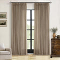 98 Inch Tan Brown Pinch Pleat Memory Trained Light Filter Linen Curtains | Semi by Twodrapes