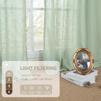 95 Inches Long Fresh Green Linen Curtains - Image 5