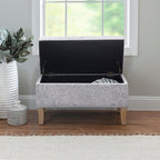 Linon Stone Upholstered Storage Stephanie Ottoman - Image 4