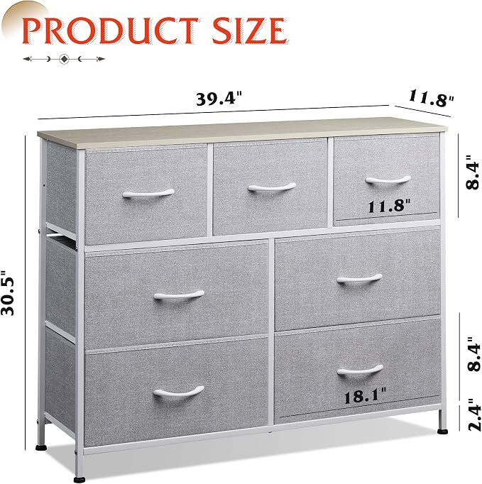WLIVE 7 Drawer Dresser TV Stand, Entertainment Center, Media Console Table - Image 3