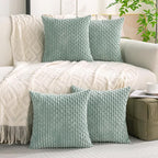Set of 4 Aqua Decorative Throw Pillow Covers 16x16 Inch Corduroy Pillow Covers - Image 9