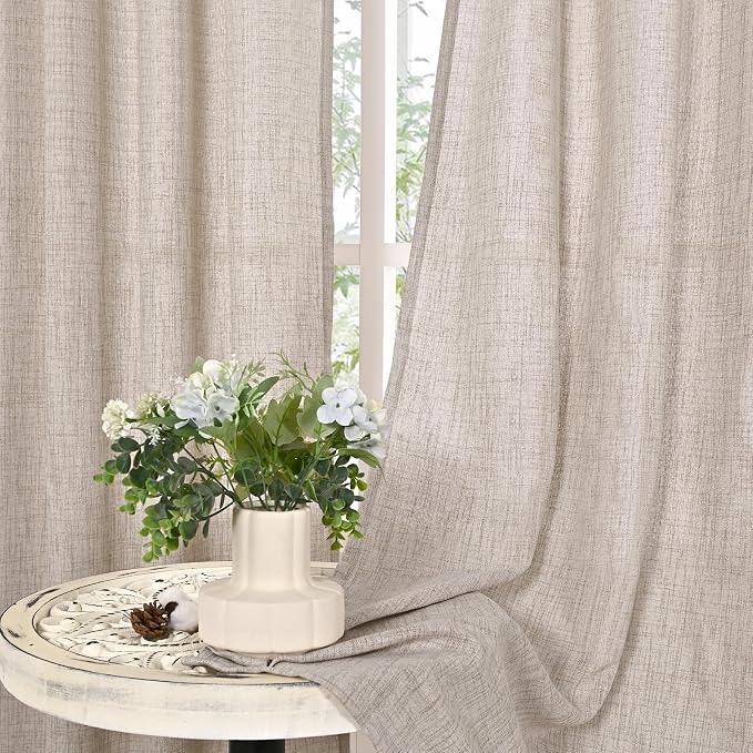 YoungsTex Natural Linen Curtains 72 Inch Long 2 Panels - Image 9