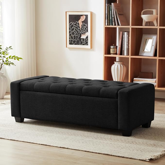 Huatean Home 48" Ottoman with Storage, Upholstered Entryway Bench with Seating by huateanhome
