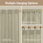 Sheer Linen Curtains 96 inches Long 2 Panels Set - Image 3