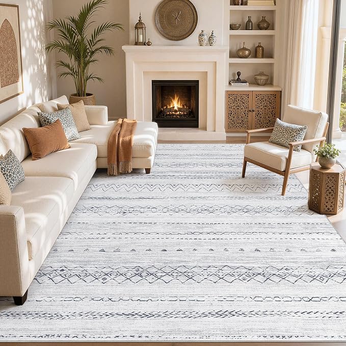 cotiled Boho 8x10 Area Rugs for Living Room: Large Moroccan Washable Rug | - Image 7
