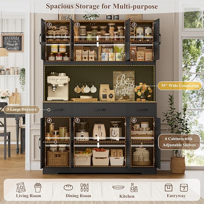 HOSTACK 71" Tall Pantry Cabinet - Image 4