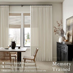 Farmhouse Linen Semi Sheer Pinch Pleated Curtains Warm Ivory 90 Inches Long | - Image 2