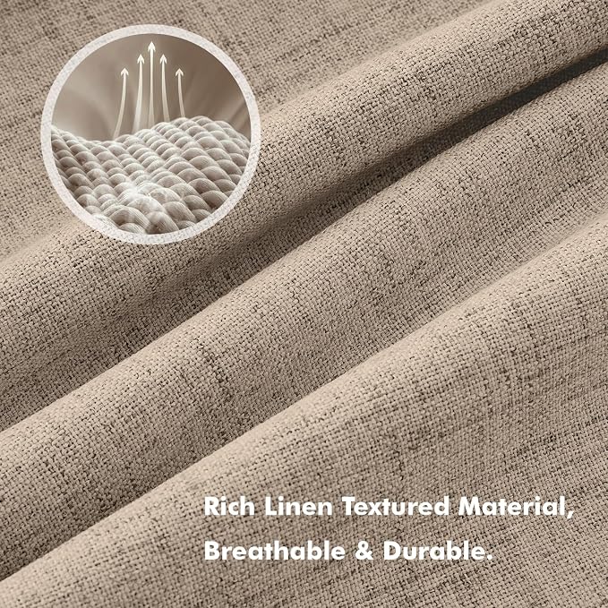 MIULEE 100% Blackout Linen Curtains 42 x 108 Inch Copper Brown 2 Panel | - Image 3