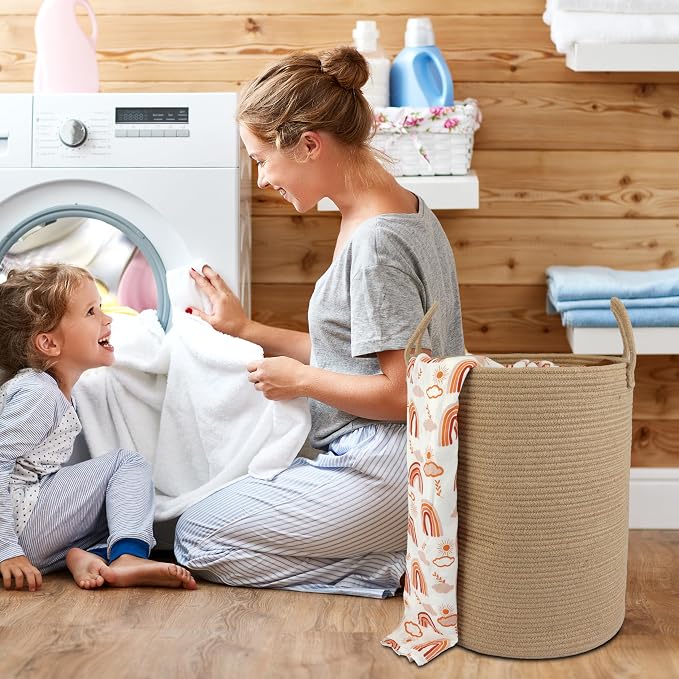 XUANGUO Cotton Rope Laundry Basket Hamper - Image 4