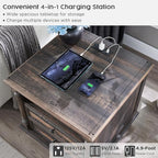 T4TREAM 24'' Farmhouse End Table w/4 Solid Wood Feet, Large 2 Drawers Wide Sofa - Image 3