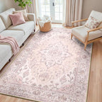 RELEANY Washable Area Rug, Water Repellent, Pet Friendly, Vintage Floral Boho by RELEANY
