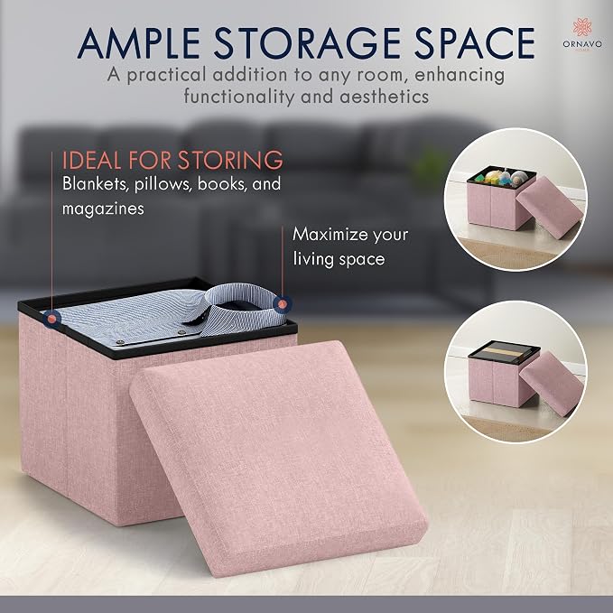 Ornavo Home Small Storage Ottoman, - Image 3