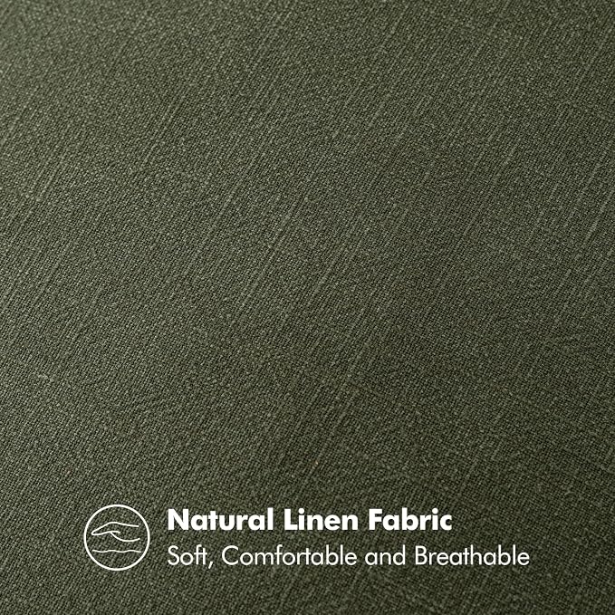 MIULEE Decorative Linen Lumbar Pillow Cover 12x20 Inch Dark Olive Green | Boho - Image 6