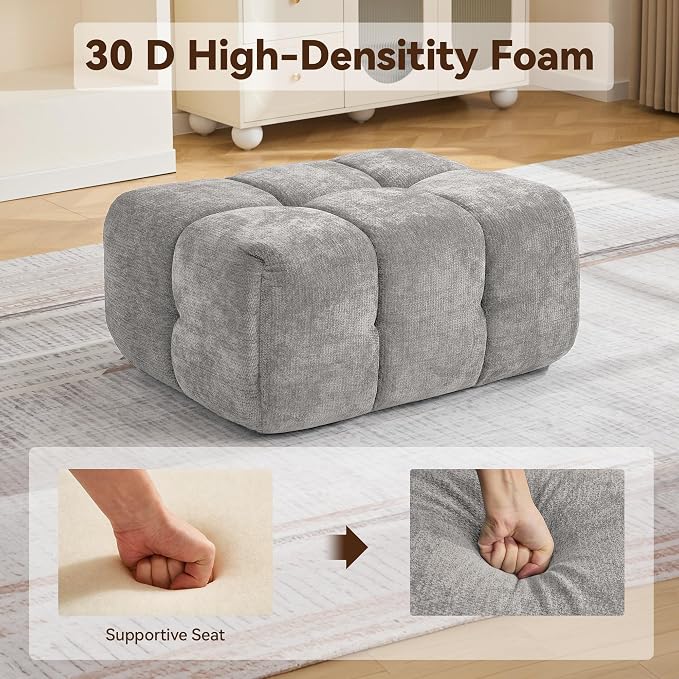 Large Boneless Ottoman, Upholstered Cloud Ottomans - Image 3