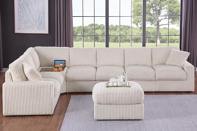 Ball & Cast 146" Oversized Modular Sectional Sofa, Large Corduroy Upholstered - Image 2