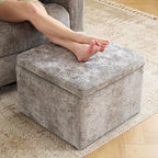 Modern Cube Storage Ottoman, Chenille Ottoman Foot Stools, Ottoman Footstool - Image 3