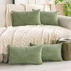 Set of 4 Sage Green Decorative Throw Pillow Covers 12x20 Inch Corduroy Pillow - Image 9