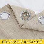 NICETOWN Taupe 100% Blackout Linen Curtains 84 inch Long Burg, Farmhouse Thick - Image 5