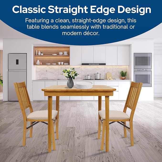 MECO Stakmore Classic Straight Edge Square Wood Folding Card Table, Oak - Image 7