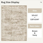 Soalmost 10x12 Area Rugs for Living Room Washable Rug Non-Slip Brown | Large - Image 5