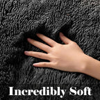 Black Area Rugs for Bedroom Living Room, Fluffy Fuzzy Shaggy 4x6 Bedside Rug - Image 2
