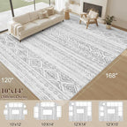 cotiled Boho 10x14 Area Rug for Living Room: Large Moroccan Washable Rug | - Image 2