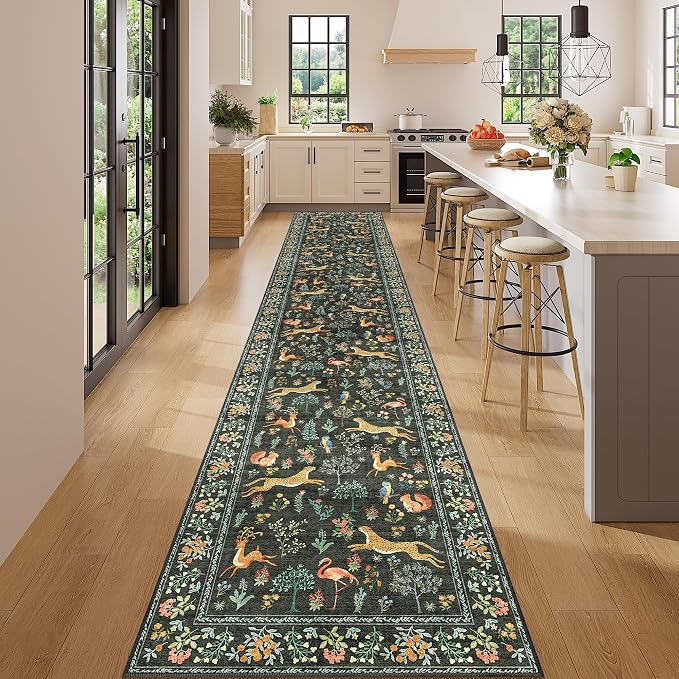 DUKINO 2.6x14 Runner Rug for Hallway, Washable Animal Rug Non Slip, Low Pile - Image 3