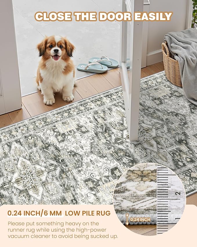 Runner Rug 2x8 Runners for Hallways Washable Rugs, Non Slip Low Pile Soft - Image 6