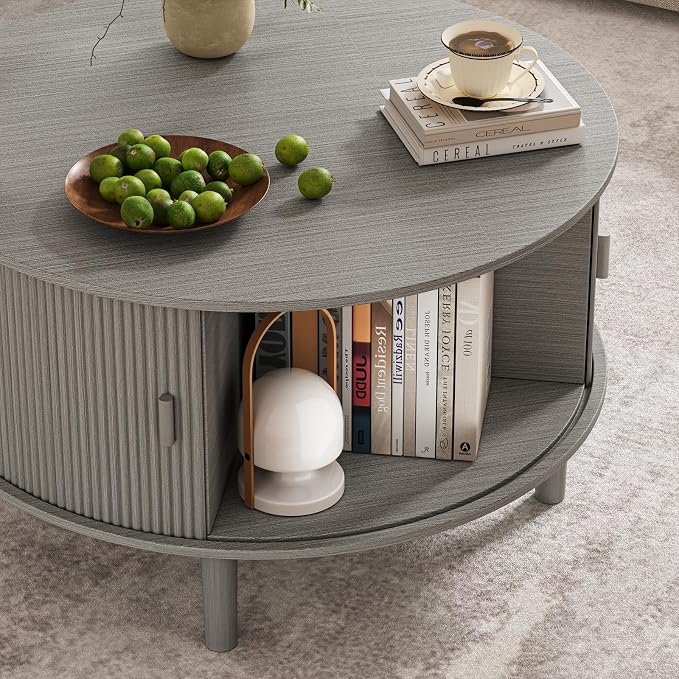 Coffee Table and TV Stand Set of 2, Round Center Table - Image 6