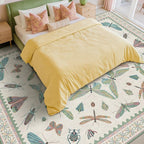 Green Butterfly Rugs for Girls Bedroom by HazoHaus