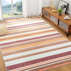 Area Rug 4x6 Red Rug Washable Rugs Non Slip Low Pile Small Carpet - Image 4