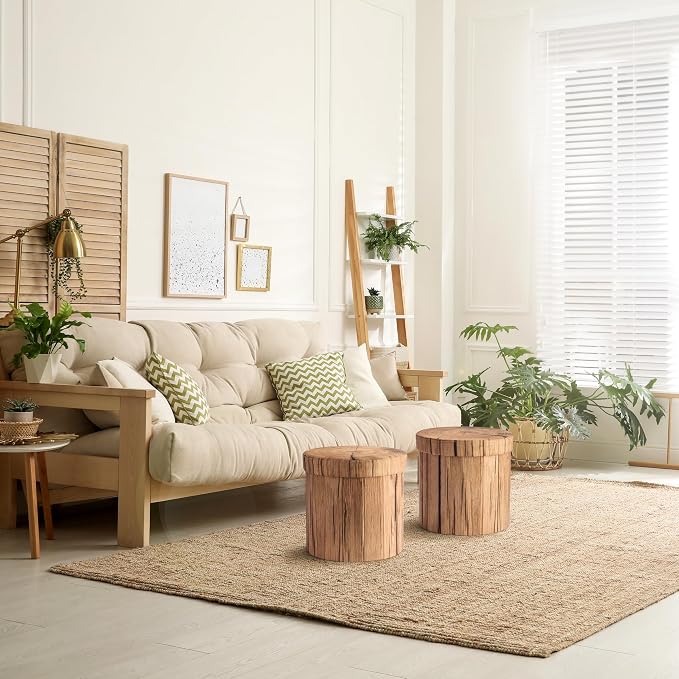 Sorbus Tree Stump Stool, Toy Storage Ottoman 15 Inch Fake tree stumps Log Stool - Image 2