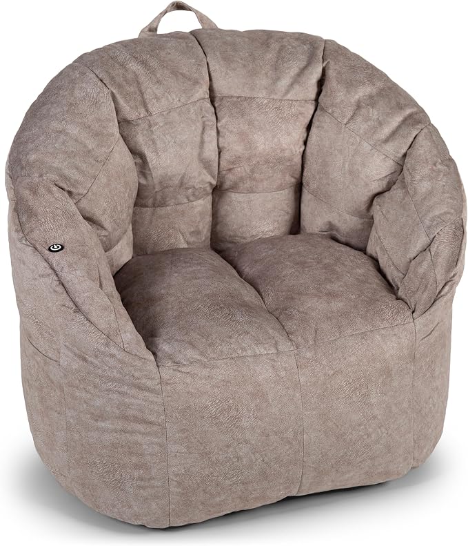 Big Joe Milano w/ Vibe Vibrating Massage Bean Bag Chair, Lunar Gray Hyde - Image 8