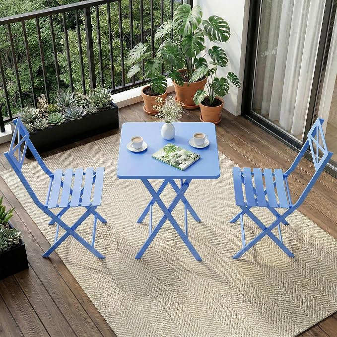 GarveeLife 3 Piece Outdoor Bistro Set, All Metal Patio Table and Chairs Set - Image 7